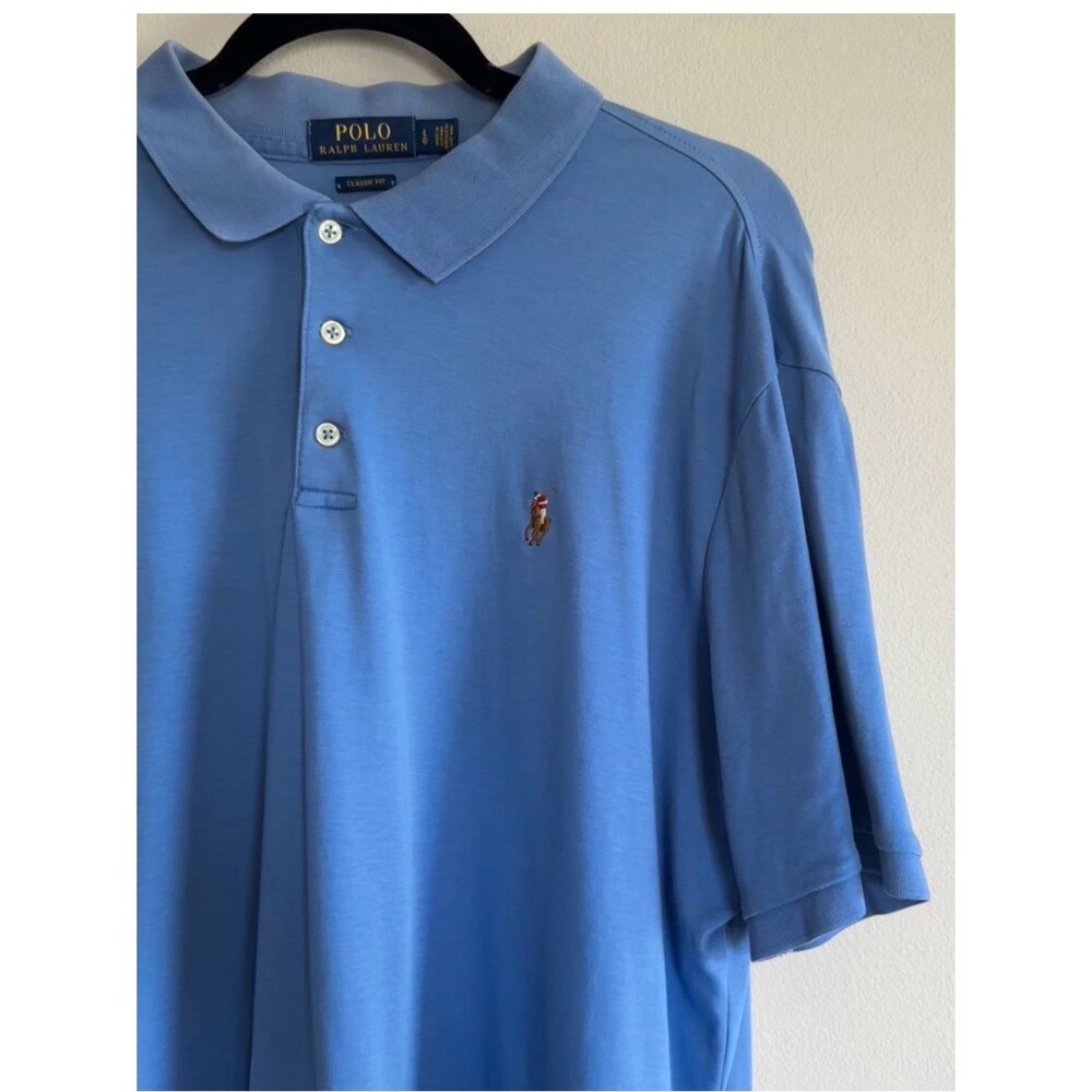 Polo Ralph Lauren Men's Classic Fit Soft Cotton Polo Shirt Light Blue Size L